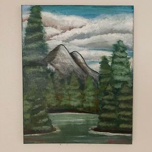 Acrylic Painting - Piney Peaks Reflection